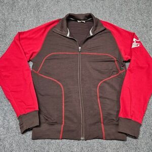 IO Bio Merino Wool Zip Jacket Mens Medium Brown Red Cycling Outdoor Y2K Layer